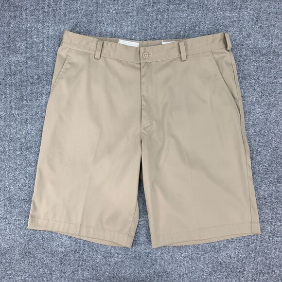 Nike Golf Shorts Mens 35 Tan Flat Front Tech Moisture Wick Performance Chino - Picture 2 of 13